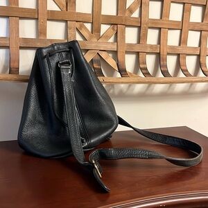 Vintage Coach Black Leatherwr Drawstring Purse